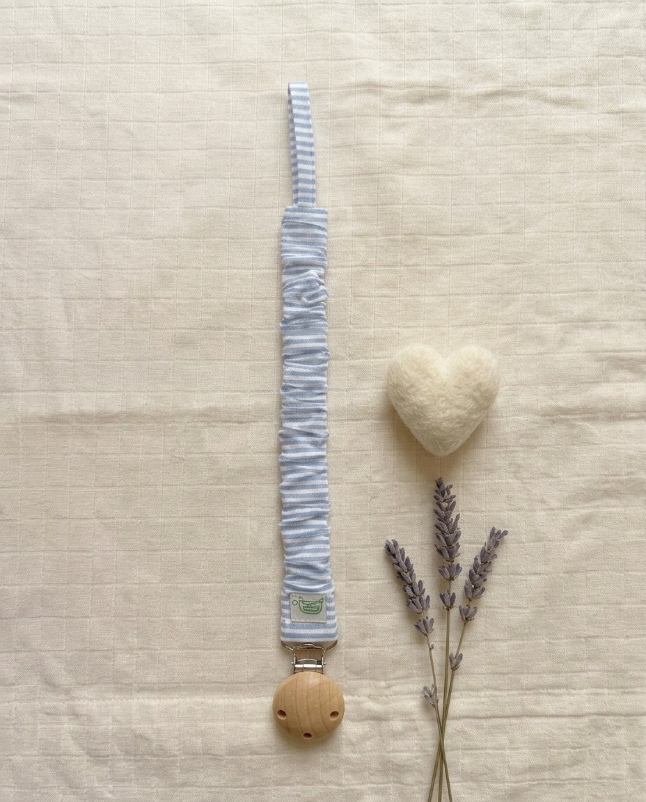 Blue Stripes Pacifier Clip